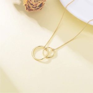 🆕 14k Gold Interlocking Circles Eternity Gold Dainty Layering Necklace